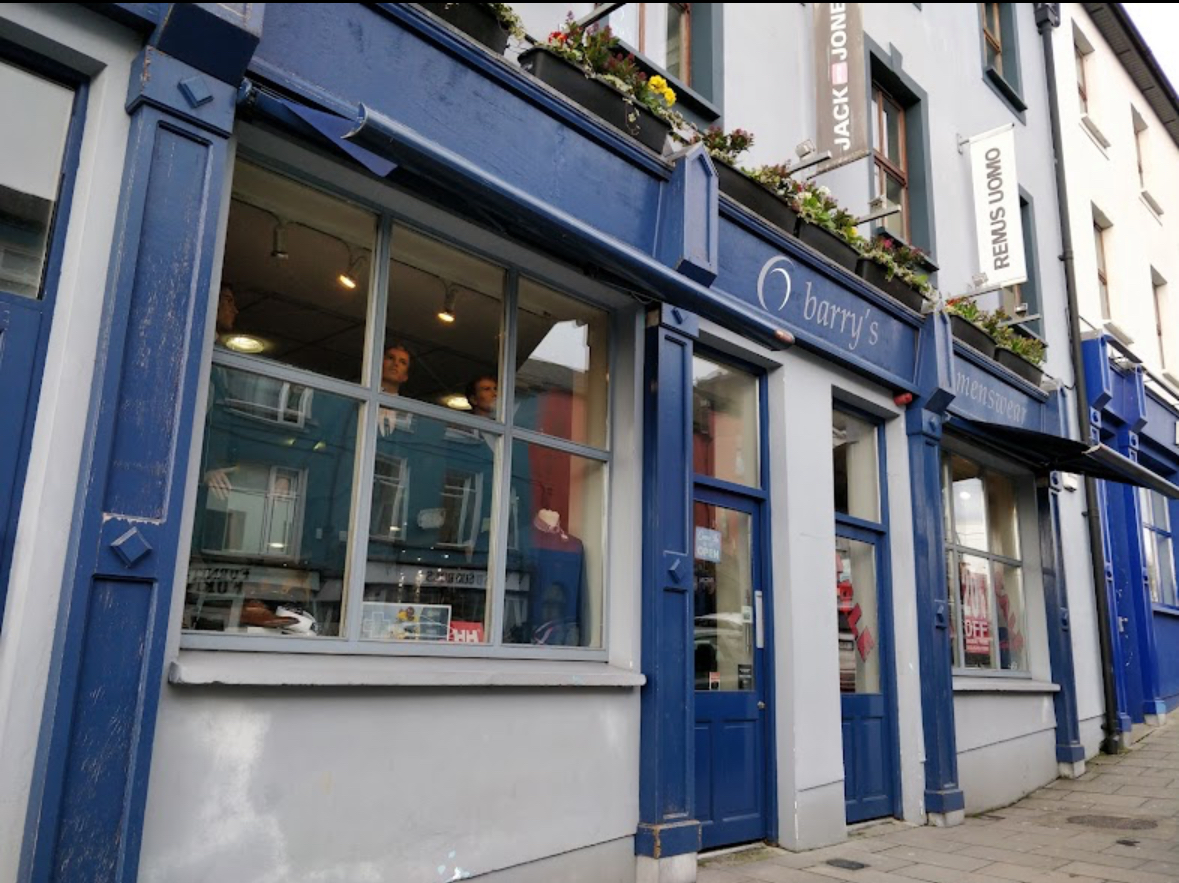 Barry's Menswear shopfront on William O'Brien Street, Mallow